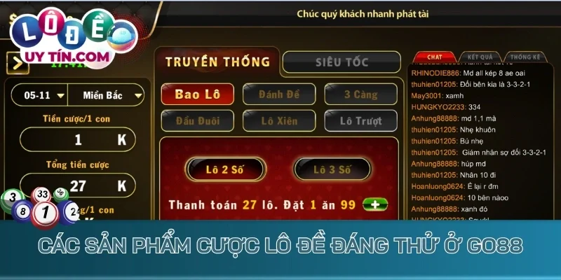 Lô Đề Go88 - Chinh Phục Các Con Số Bí Ẩn Chốt Lời 1 Ăn 99 2 Các sản phẩm cược lô đề đáng thử ở Go88