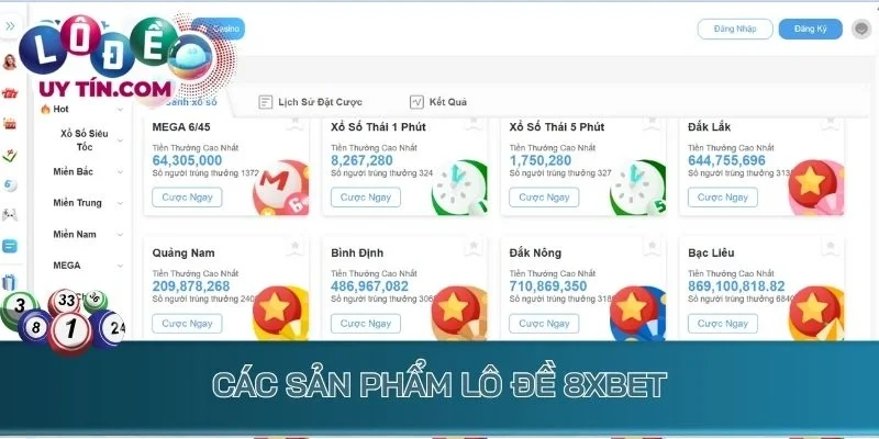 Lô Đề 8xbet: Trang Chuyên Xổ Số Siêu Tốc Uy Tín Trả Thưởng Nhanh 2 Các sản phẩm lô đề 8xbet