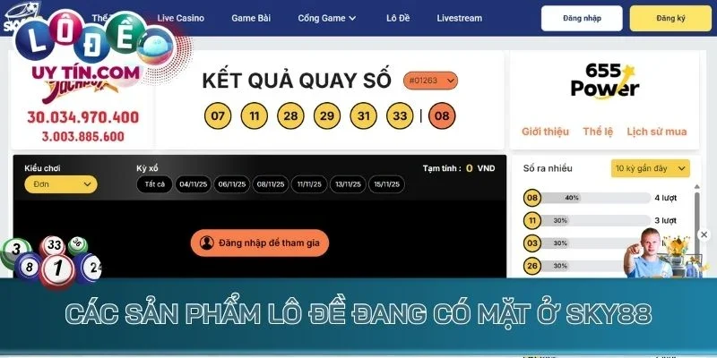 Các sản phẩm lô đề đang có mặt ở Sky88