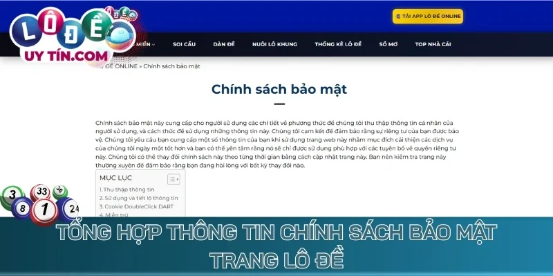 Chính Sách Bảo Mật: Bảo Vệ Toàn Diện Mọi Dữ Liệu Người Chơi 1 Tổng hợp thông tin chính sách bảo mật trang lô đề